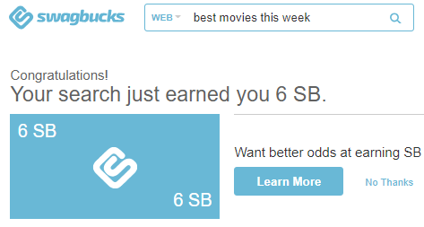 Search win on Swagbucks