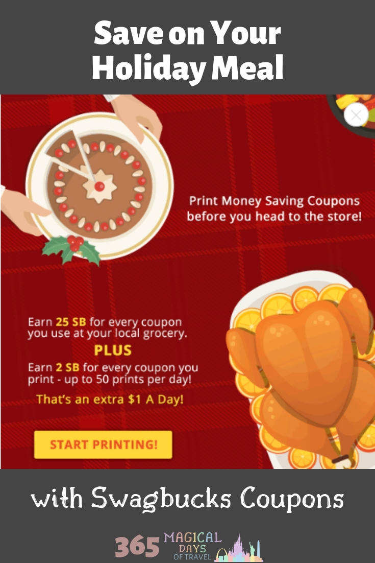 Save on your holiday meal by printing coupons through Swagbucks. Earn when you print AND when you redeem in the store.