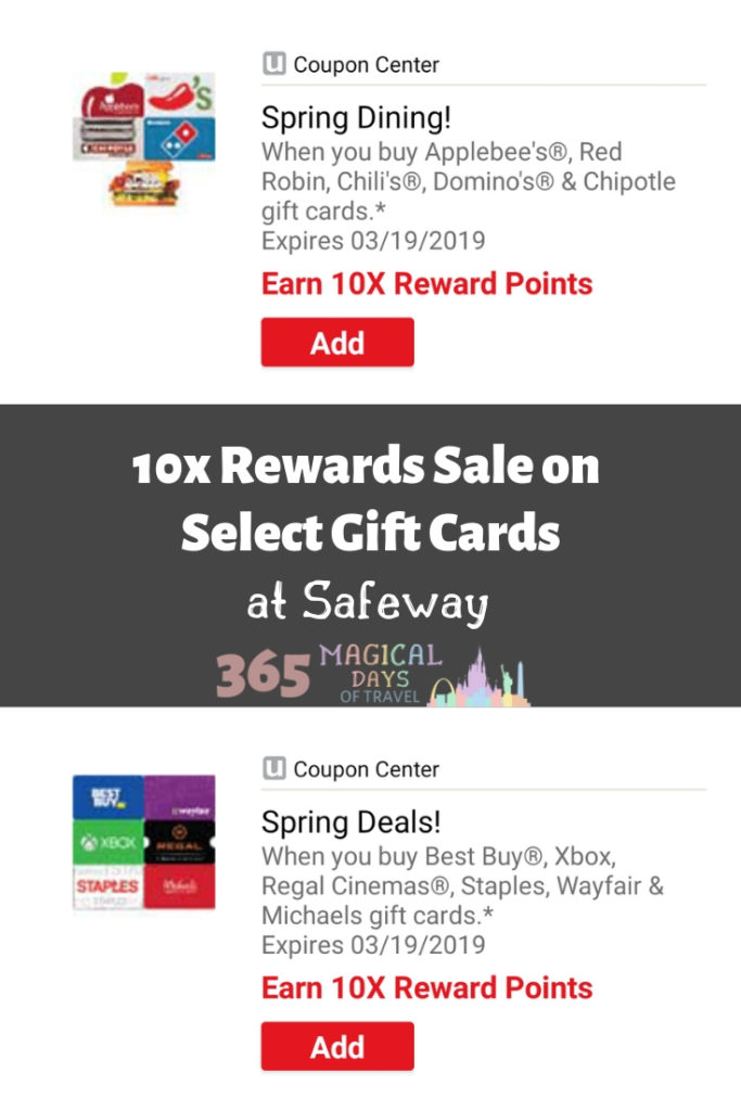 10x on Gift Cards at Safeway 365 Magical Days of Travel