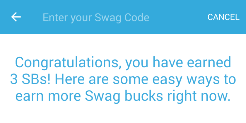 Swag Codes on Swagbucks