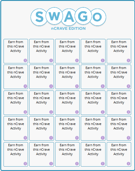 Swago board from Swagbucks on 2/19/2020. Swago board is full of nCrave activities.
